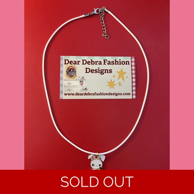 Bunny Rabbit holding a carrot Charm With Leather white Necklace with Lobster Clasp